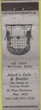 Matchbook Cover - Aleck's Cafe Broiler Salt Lake City UT CREASE