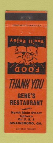 Matchbook Cover - Gene's Resaturant Swainsboro GA