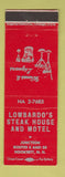 Matchbook Cover - Lombardo's Steak House Motel Hooksett NH