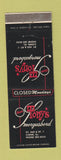 Matchbook Cover - Tony's Smorgasbord Carmi IL