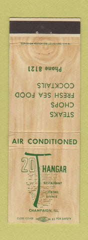 Matchbook Cover - 20 Hangar Restaurant Champaign IL