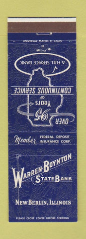 Matchbook Cover - Warren Boynton State Bank New Berlin IL