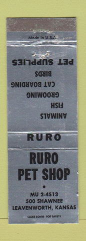 Matchbook Cover - Ruro Pet Shop Leavenworth KS