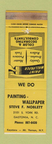 Matchbook Cover - Steve Noblett Painting Gastonia NC WEAR YELLOW