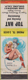Matchbook Cover - Top Hat Oakland CA pinup WORN