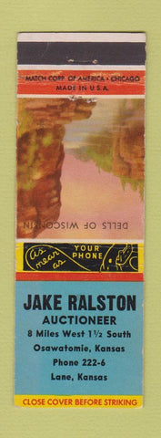 Matchbook Cover - Jake Ralston Auctioneer Lane KS Osawatomie