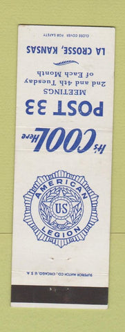Matchbook Cover - American Legion Post 33 La Crosse KS