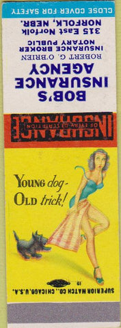 Matchbook Cover - Bob's Insurance Agency Norfolk NE pinup
