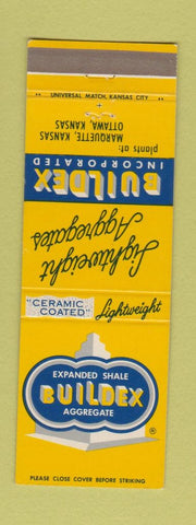 Matchbook Cover - Buildex Aggregate Shale Ottawa Marquette KS