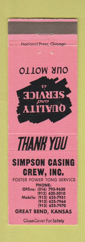 Matchbook Cover - Simpson Casing Crew Great Bend KS WEAR