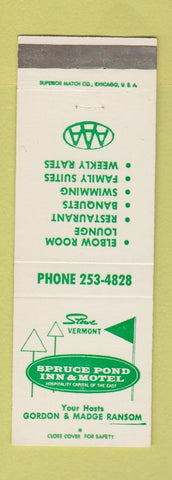 Matchbook Cover - Spruce Pond Inn Motel  Stowe VT