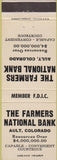 Matchbook Cover - Farmers National Bank Ault CO