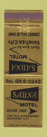 Matchbook Cover - Sauna Motel Cowboy Hall of Fame Oklahoma City OK