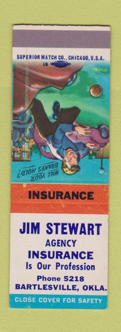 Matchbook Cover - Jim Stewart Insurance Bartlesville OK SAMPLE