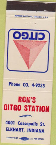 Matchbook Cover - Ron's Citgo oil gas Elkhart IN
