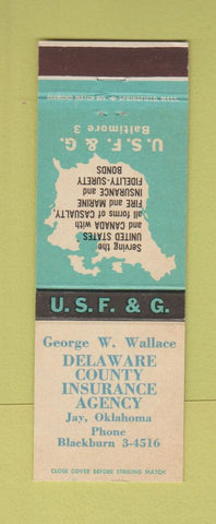 Matchbook Cover - George Wallace Delaware County Insurance Jay OK