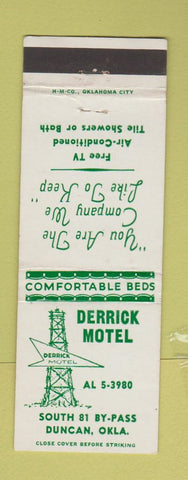 Matchbook Cover - Derrick Motel Duncan OK