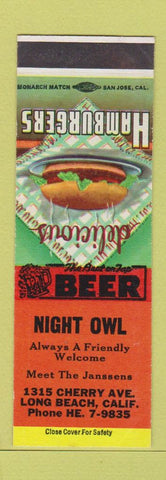 Matchbook Cover - Night Owl Long Beach CA SAMPLE