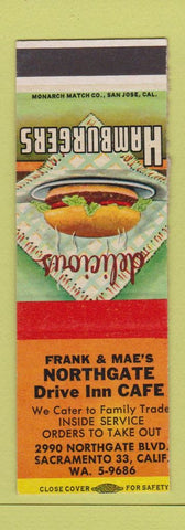 Matchbook Cover - Northgate Drive Inn Cafe Sacramento CA SAMPLE