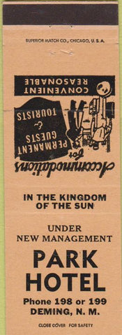 Matchbook Cover - Park Hotel Deming NM peach