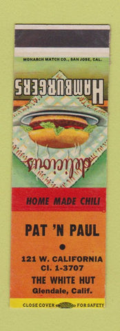 Matchbook Cover - Pan N Paul Glendale CA White Hut SAMPLE