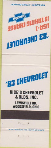 Matchbook Cover - 1983 Chevrolet Woodsfield OH
