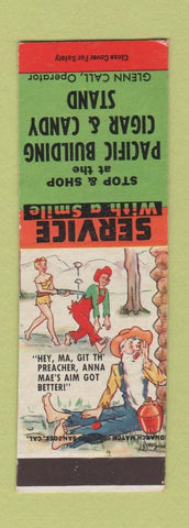 Matchbook Cover - Pacific Building Cigar and Candy Stand Hillbilly SAMPLE