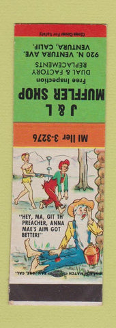 Matchbook Cover - J&L Muffler Shop Ventura CA Hillbilly SAMPLE