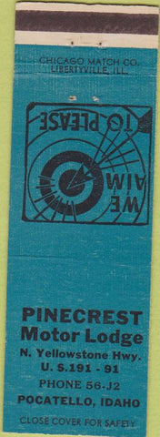 Matchbook Cover - Pinecrest Motor Lodge Pocatello ID