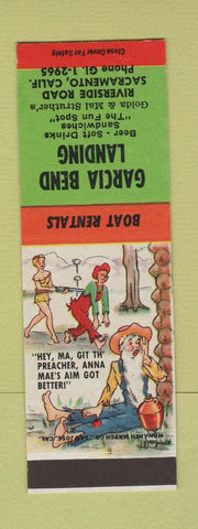Matchbook Cover Garcia Bend Landing Sacramento CA Boat Rentals Hillbilly SAMPLE