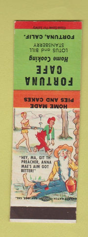 Matchbook Cover - Fortuna Cafe CA Hillbilly SAMPLE