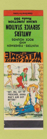 Matchbook Cover - Antlers oil gas Ukiah Junction OR Hillbilly SAMPLE