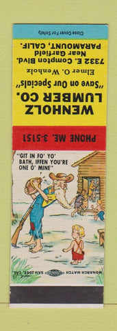 Matchbook Cover - Wenholz Lumber Paramount CA Hillbilly SAMPLE