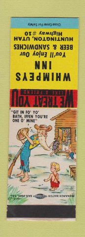 Matchbook Cover - Whimpys Inn Huntington UT Hillbilly SAMPLE