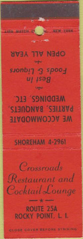 Matchbook Cover - Crossroads Restaurant Rocky Point Long Island