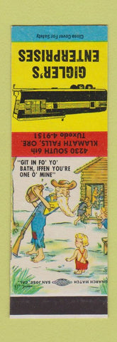 Matchbook Cover - Gigler's Trailers Klamath Falls OR Hillbilly SAMPLE