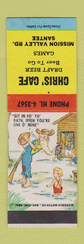 Matchbook Cover - Chris' Cafe Santee CA  Hillbilly SAMPLE
