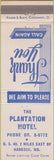 Matchbook Cover - Plantation Motel Hancock MD Kaeser