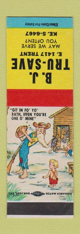 Matchbook Cover - BJ Tru Save Hillbilly SAMPLE