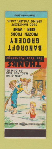 Matchbook Cover - Bancroft Grocery Spring Valley CA Hillbilly SAMPLE