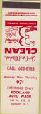 Matchbook Cover - Rockland Car Wash Nanuet NY