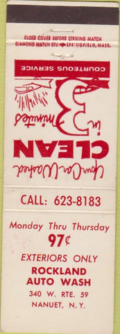 Matchbook Cover - Rockland Car Wash Nanuet NY