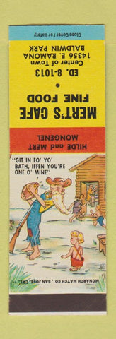 Matchbook Cover - Mert's Cafe Baldwin Park CA Hillbilly SAMPLE