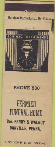 Matchbook Cover - Fermier Funeral Home Danville PA