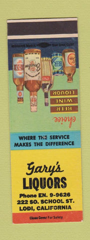 Matchbook Cover - Gary's Liquors Lodi CA SAMPLE