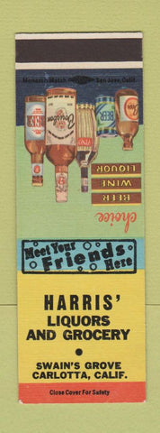 Matchbook Cover - Harris Liquor Carlotta CA SAMPLE