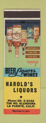 Matchbook Cover - Harold's Liquors LA Puente CA SAMPLE