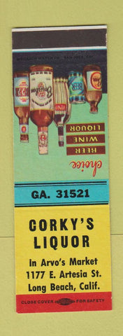 Matchbook Cover - Cork's Liquors Long Beach CA SAMPLE