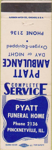 Matchbook Cover - Pyatt Funeral Home Pinckneyville IL