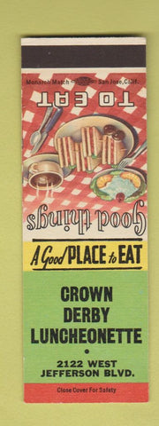 Matchbook Cover - Crown Derby Luncheonette SAMPLE